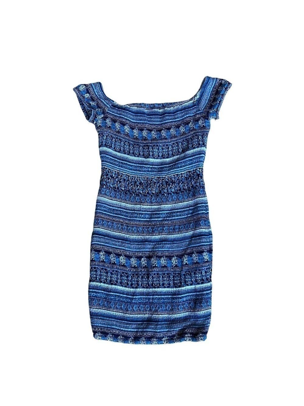 Blue Bodycon Mini Dress Women's Size Small Smocked